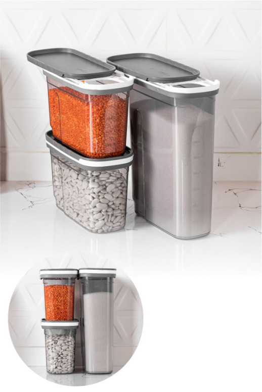 Set 3 cutii de depozitare alimente BNM3, Antracit Set 3 cutii de depozitare alimente BNM3, Antracit