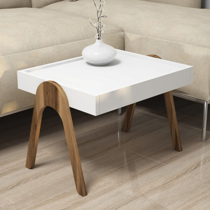 Set 3 Masute de Cafea Model Hancock, 53.6x40x64 cm, Nuc/Alb Set 3 Masute de Cafea Model Hancock, 53.6x40x64 cm, Nuc/Alb