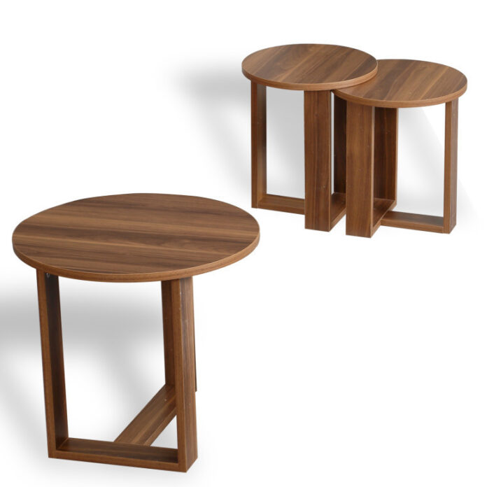 Set 3 Masute de Cafea Model Kylee, 52x52x47/36x36x43/36x36x41 cm, Nuc Set 3 Masute de Cafea Model Kylee, 52x52x47/36x36x43/36x36x41 cm, Nuc