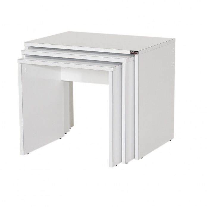 Set 3 Masute de Cafea Model Phan, 45x36x42/50x38x45/55x40x47 cm, Alb Set 3 Masute de Cafea Model Phan, 45x36x42/50x38x45/55x40x47 cm, Alb