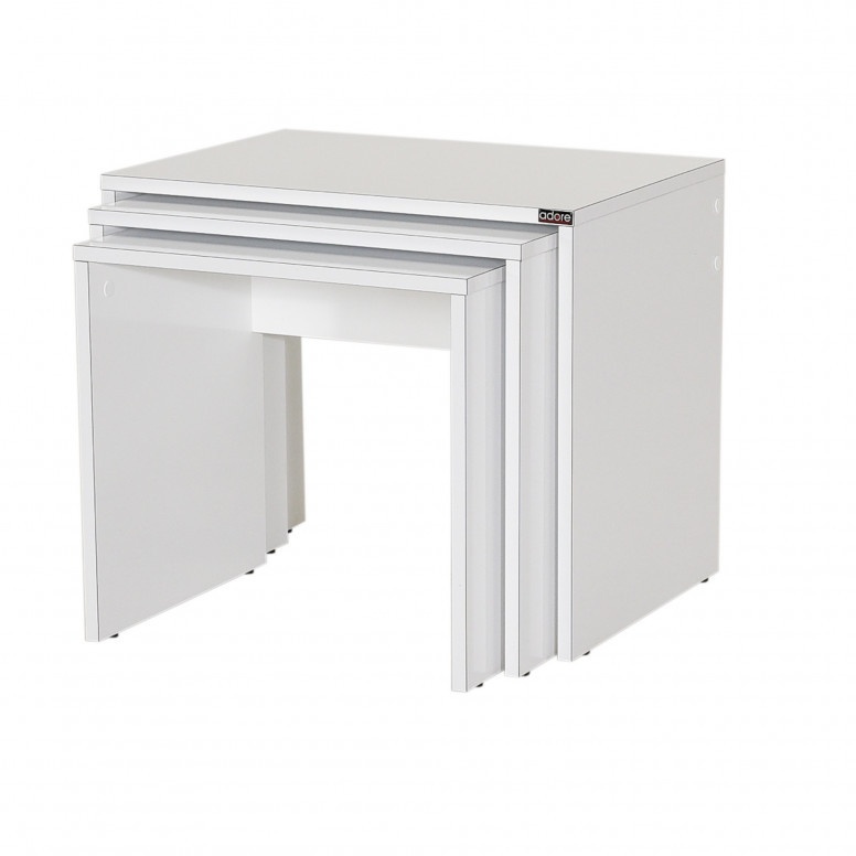 Set 3 Masute de Cafea Model Phan, 45x36x42/50x38x45/55x40x47 cm, Alb Set 3 Masute de Cafea Model Phan, 45x36x42/50x38x45/55x40x47 cm, Alb