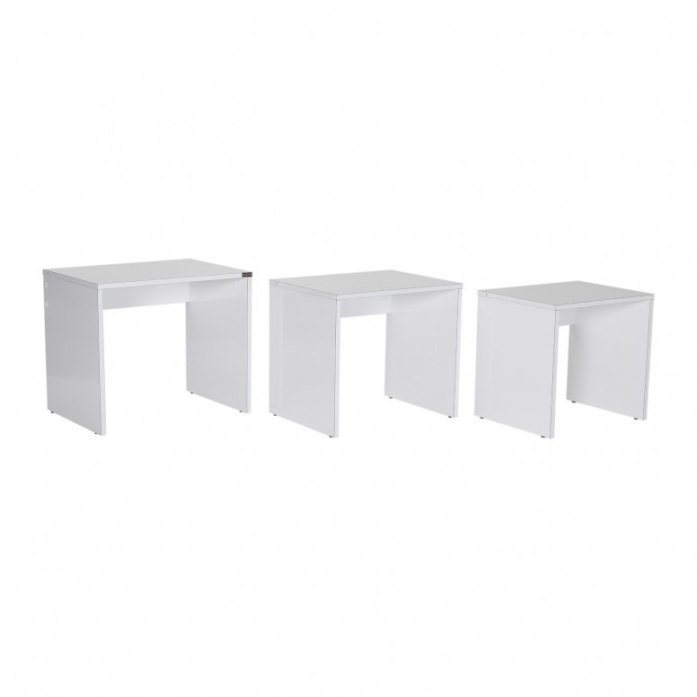 Set 3 Masute de Cafea Model Phan, 45x36x42/50x38x45/55x40x47 cm, Alb Set 3 Masute de Cafea Model Phan, 45x36x42/50x38x45/55x40x47 cm, Alb