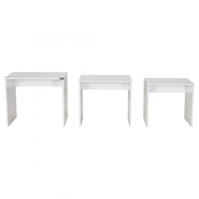 Set 3 Masute de Cafea Model Phan, 45x36x42/50x38x45/55x40x47 cm, Alb Set 3 Masute de Cafea Model Phan, 45x36x42/50x38x45/55x40x47 cm, Alb
