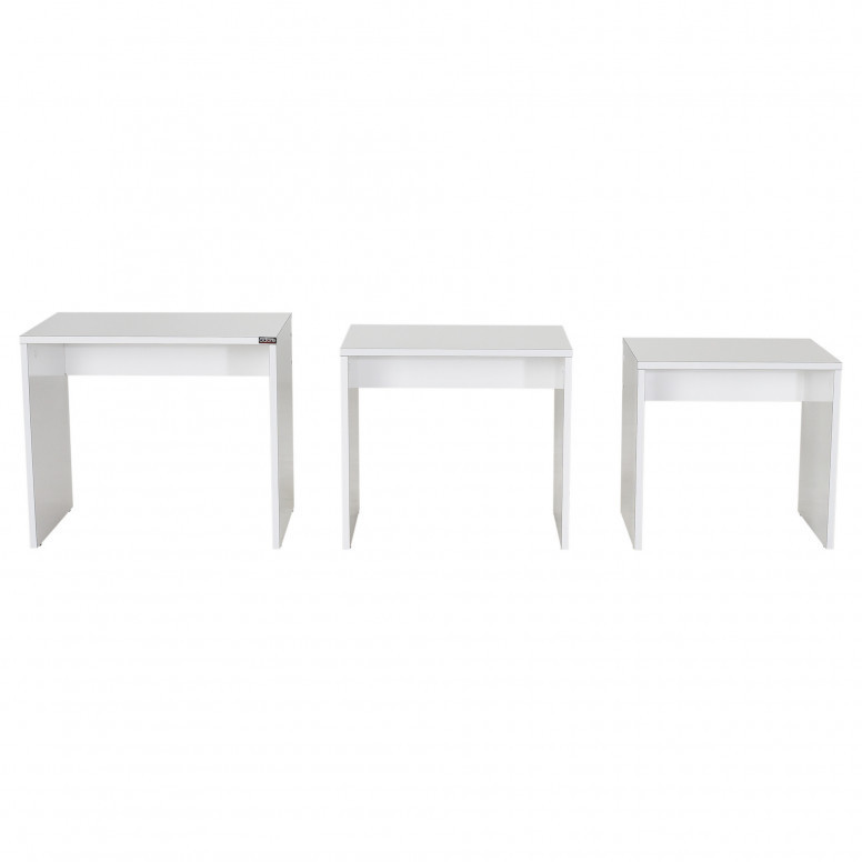 Set 3 Masute de Cafea Model Phan, 45x36x42/50x38x45/55x40x47 cm, Alb Set 3 Masute de Cafea Model Phan, 45x36x42/50x38x45/55x40x47 cm, Alb