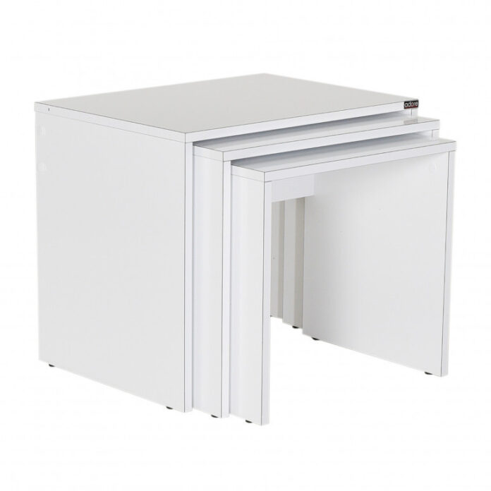 Set 3 Masute de Cafea Model Phan, 45x36x42/50x38x45/55x40x47 cm, Alb Set 3 Masute de Cafea Model Phan, 45x36x42/50x38x45/55x40x47 cm, Alb