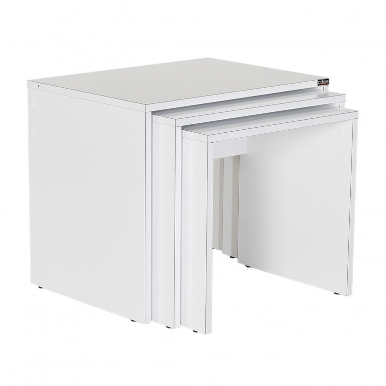 Set 3 Masute de Cafea Model Phan, 45x36x42/50x38x45/55x40x47 cm, Alb Set 3 Masute de Cafea Model Phan, 45x36x42/50x38x45/55x40x47 cm, Alb