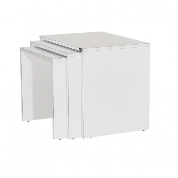 Set 3 Masute de Cafea Model Phan, 45x36x42/50x38x45/55x40x47 cm, Alb Set 3 Masute de Cafea Model Phan, 45x36x42/50x38x45/55x40x47 cm, Alb