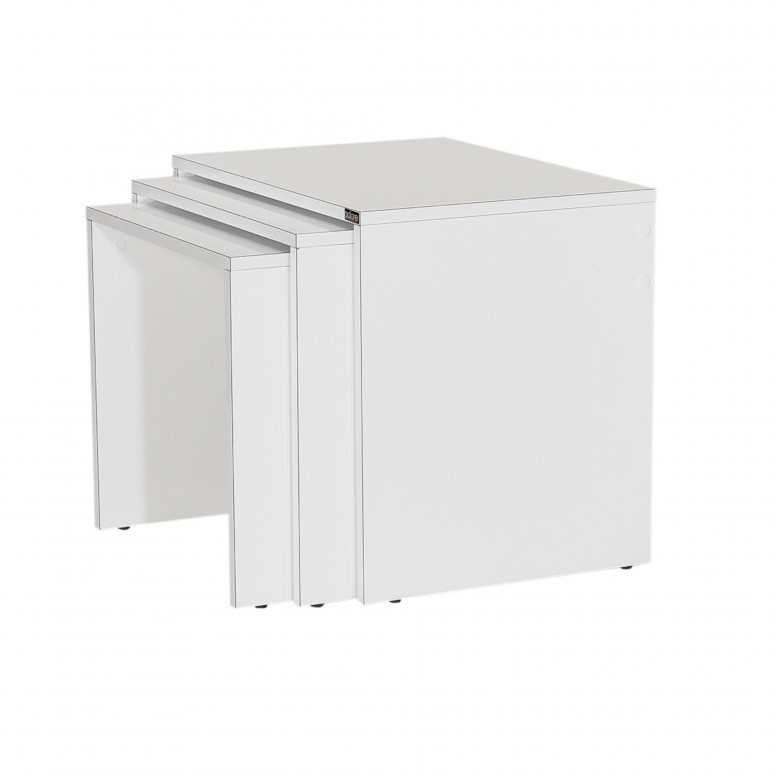 Set 3 Masute de Cafea Model Phan, 45x36x42/50x38x45/55x40x47 cm, Alb Set 3 Masute de Cafea Model Phan, 45x36x42/50x38x45/55x40x47 cm, Alb