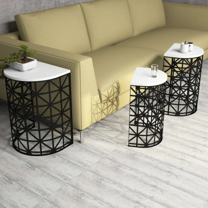 Set 3 Masute de Cafea Model Remi, 46x33x62/41x30x58/36x27x53 cm, Alb/Negru Set 3 Masute de Cafea Model Remi, 46x33x62/41x30x58/36x27x53 cm, Alb/Negru