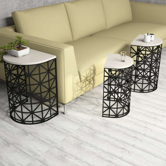 Set 3 Masute de Cafea Model Remi, 46x33x62/41x30x58/36x27x53 cm, Crem/Negru Set 3 Masute de Cafea Model Remi, 46x33x62/41x30x58/36x27x53 cm, Crem/Negru
