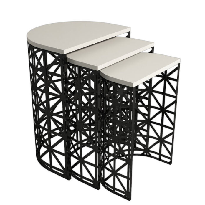 Set 3 Masute de Cafea Model Remi, 46x33x62/41x30x58/36x27x53 cm, Crem/Negru Set 3 Masute de Cafea Model Remi, 46x33x62/41x30x58/36x27x53 cm, Crem/Negru