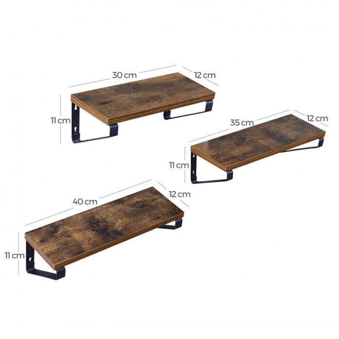 Set 3 Rafturi/Polițe de Perete Rustic Maro Jayla – Lemn Decorativ 30 cm | 35 cm | 40 cm pentru Living, Bucătărie & Dormitor Set 3 Rafturi/Polițe de Perete Rustic Maro Jayla – Lemn Decorativ 30 cm | 35 cm | 40 cm pentru Living, Bucătărie & Dormitor