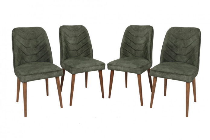 Set 4 scaune Model Dallas, Verde/Nuc, 50x49x90 cm Set 4 scaune Model Dallas, Verde/Nuc, 50x49x90 cm