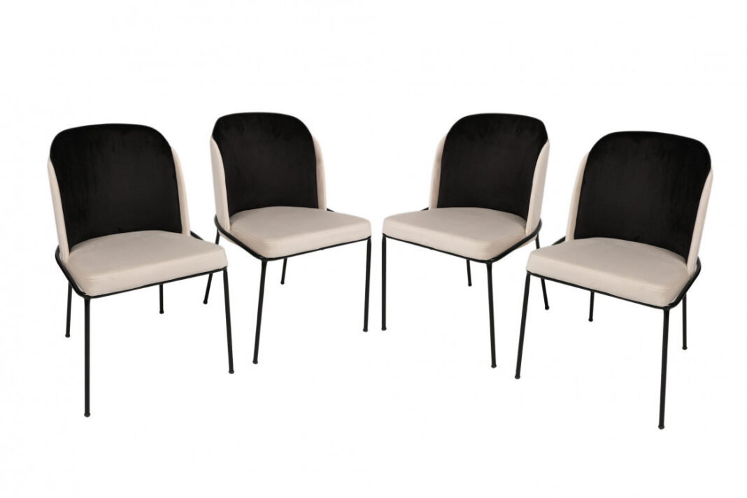 Set 4 scaune Model Dore, Crem/Negru, 54x55x86 cm Set 4 scaune Model Dore, Crem/Negru, 54x55x86 cm