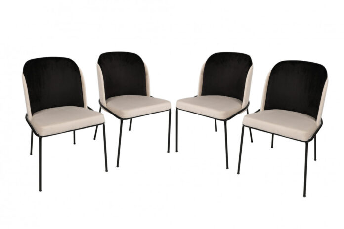 Set 4 scaune Model Dore, Crem/Negru, 54x55x86 cm Set 4 scaune Model Dore, Crem/Negru, 54x55x86 cm