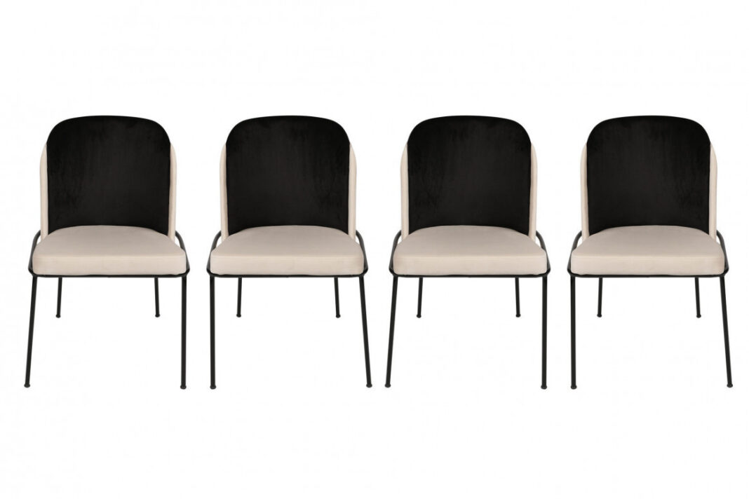 Set 4 scaune Model Dore, Crem/Negru, 54x55x86 cm Set 4 scaune Model Dore, Crem/Negru, 54x55x86 cm
