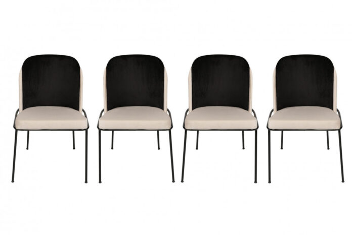 Set 4 scaune Model Dore, Crem/Negru, 54x55x86 cm Set 4 scaune Model Dore, Crem/Negru, 54x55x86 cm