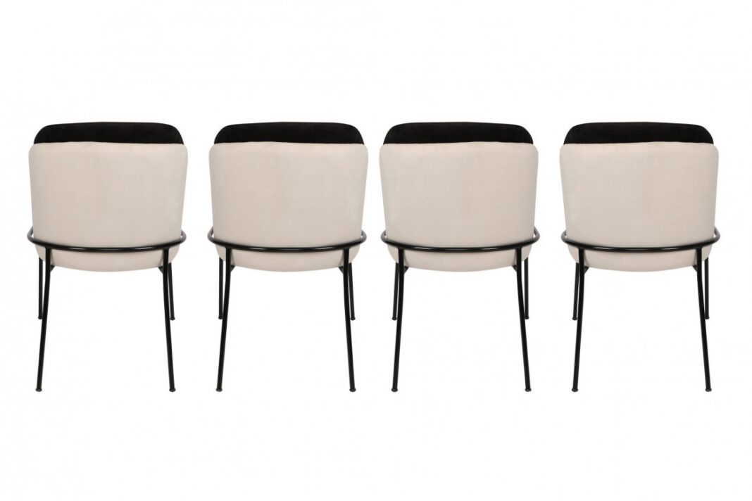 Set 4 scaune Model Dore, Crem/Negru, 54x55x86 cm Set 4 scaune Model Dore, Crem/Negru, 54x55x86 cm