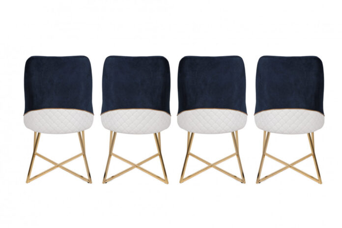 Set 4 scaune Model Madrid, Belumarin/Auriu, 50x49x90 cm Set 4 scaune Model Madrid, Belumarin/Auriu, 50x49x90 cm
