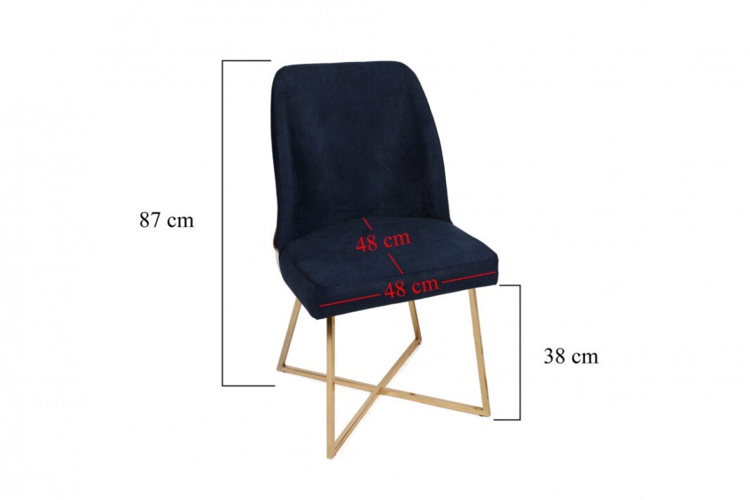 Set 4 scaune Model Madrid, Belumarin/Auriu, 50x49x90 cm Set 4 scaune Model Madrid, Belumarin/Auriu, 50x49x90 cm