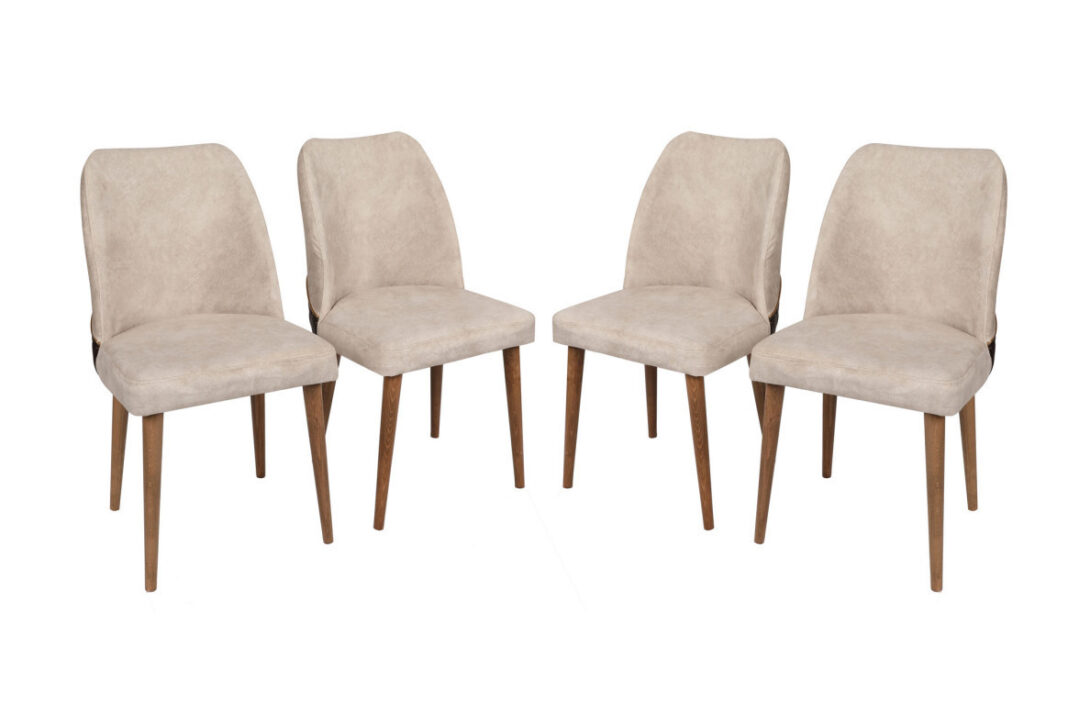 Set 4 scaune Model Nova, Crem/Nuc, 50x49x90 cm Set 4 scaune Model Nova, Crem/Nuc, 50x49x90 cm