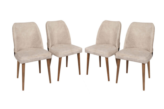 Set 4 scaune Model Nova, Crem/Nuc, 50x49x90 cm Set 4 scaune Model Nova, Crem/Nuc, 50x49x90 cm