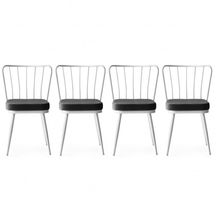 Set 4 scaune Model Star, Gri/Alb, 43x42x82 cm Set 4 scaune Model Star, Gri/Alb, 43x42x82 cm