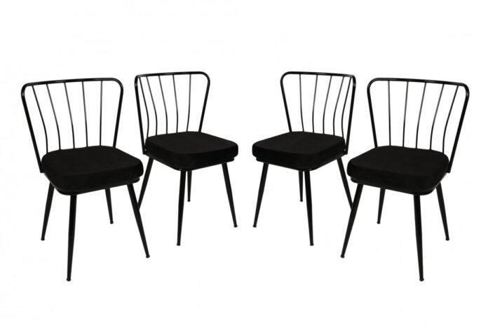 Set 4 scaune Model Star, Negru, 43x42x82 cm Set 4 scaune Model Star, Negru, 43x42x82 cm