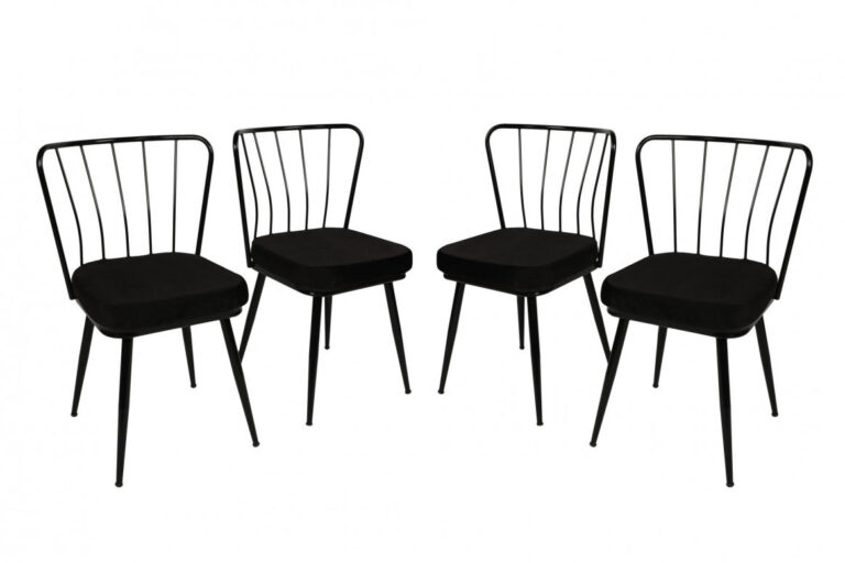 Set 4 scaune Model Star, Negru, 43x42x82 cm
