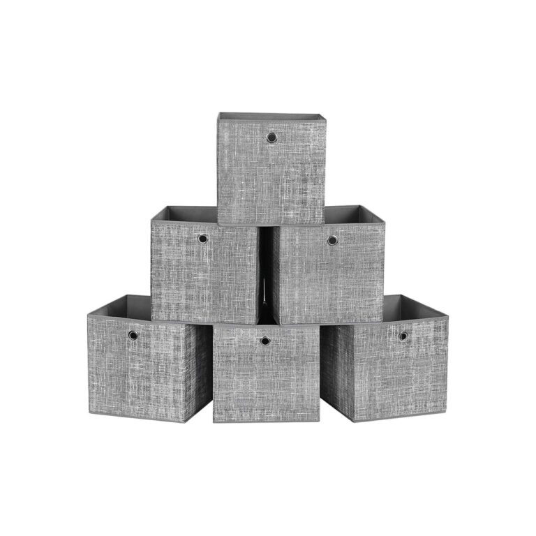 Set 6 cutii de depozitare pliabile SONGMICS, Gri, 30 x 30 x 30 cm