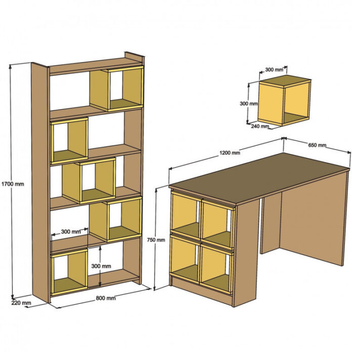 Set Birou si Biblioteca Salvador, model Box, 120x75x65 cm, Nuc/Alb Set Birou si Biblioteca Salvador, model Box, 120x75x65 cm, Nuc/Alb