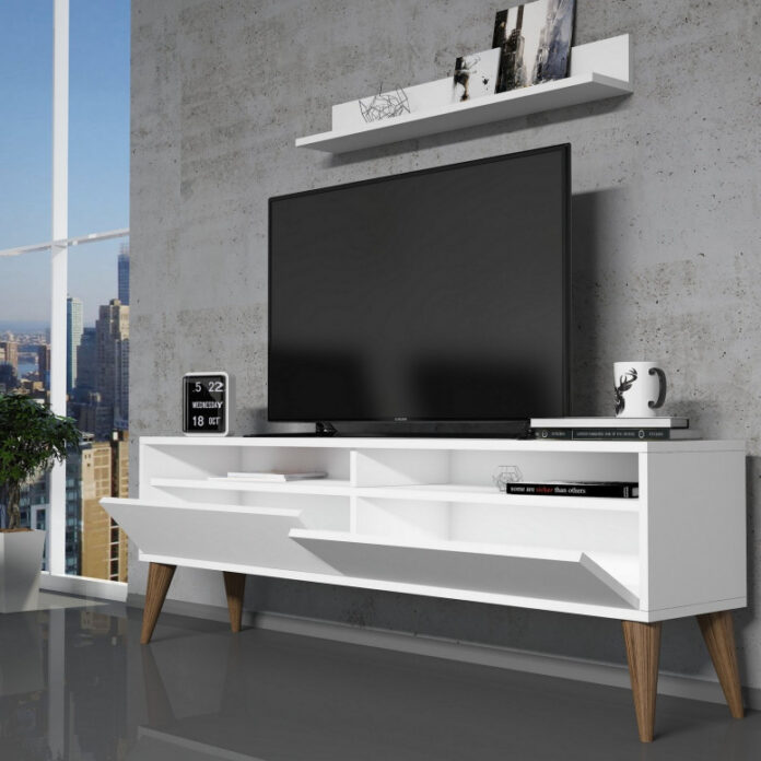 Set Comoda TV si Masuta de Cafea Model Brown, 90x60x34.6 cm, Alb