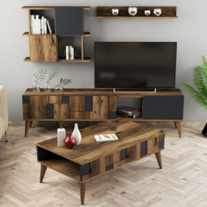 Set Complet Living Madrid Walnut-Antracit Set Complet Living Madrid Walnut-Antracit