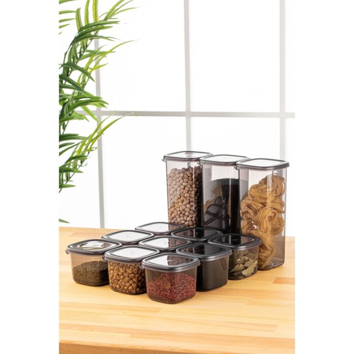 Set cutii de depozitare, 12 bucati Grid Stone Antracit 10x10x9.5 cm Set cutii de depozitare, 12 bucati Grid Stone Antracit 10x10x9.5 cm