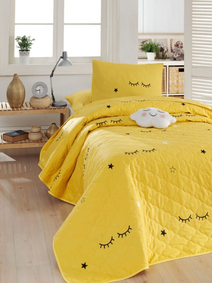 Set Cuvertura de pat dublu Model Dide Yellow Set Cuvertura de pat dublu Model Dide Yellow