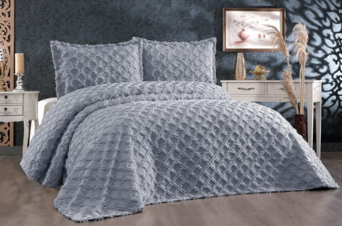Set Cuvertura Pat Dublu Model Harem Grey Set Cuvertura Pat Dublu Model Harem Grey