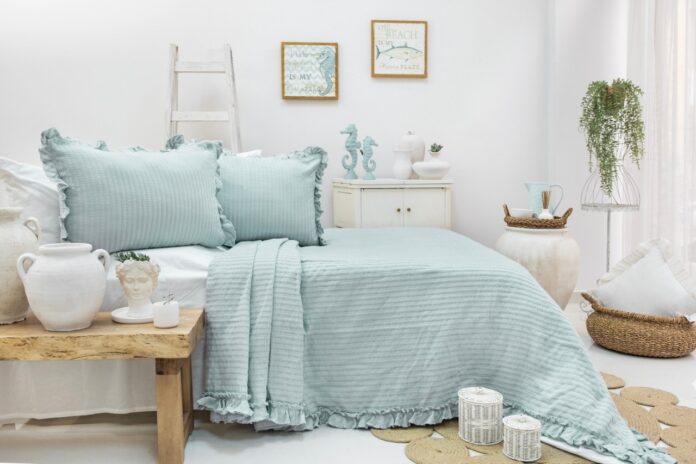 Set Cuvertura Pique Model Martha Mint Set Cuvertura Pique Model Martha Mint