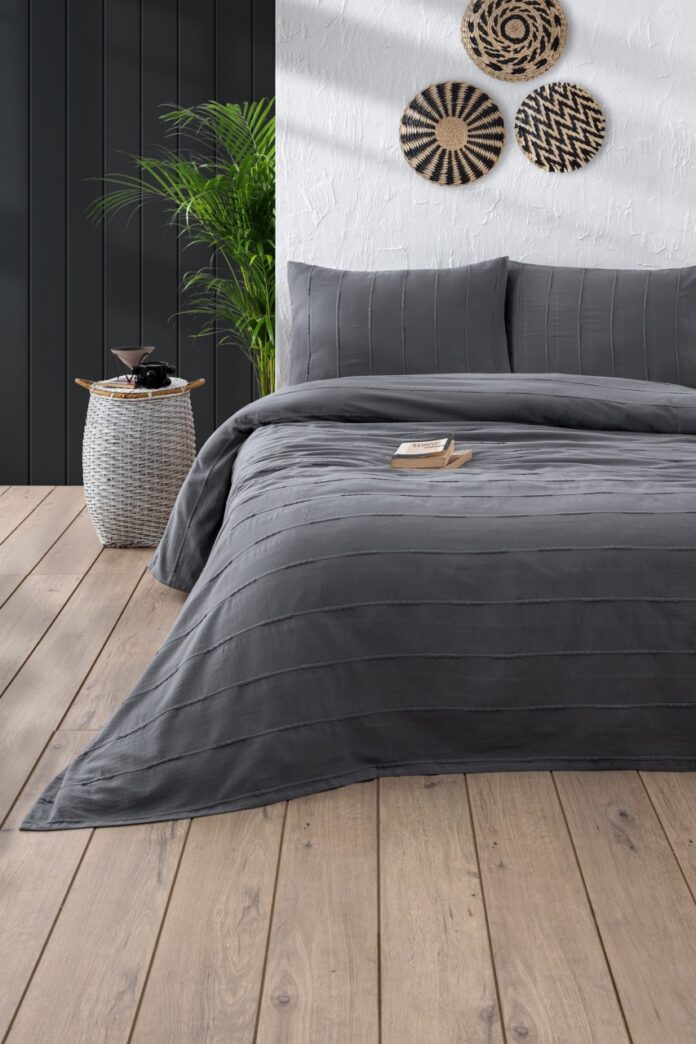 Set Cuvertura Pique Model Sedef Anthracite Set Cuvertura Pique Model Sedef Anthracite