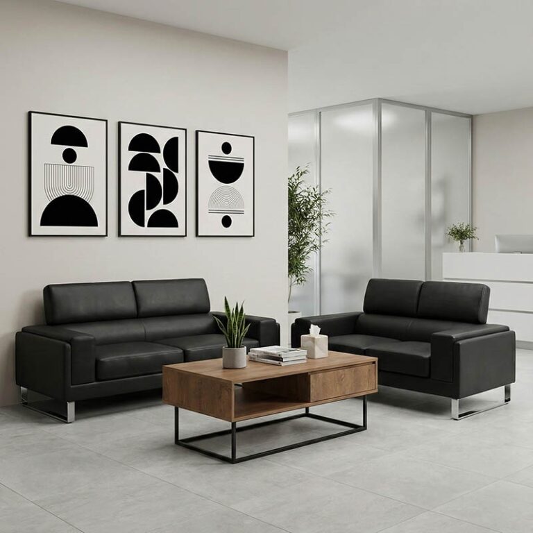 Set de 2 canapele Shea, negru, 3 locuri, 198x80x87 cm