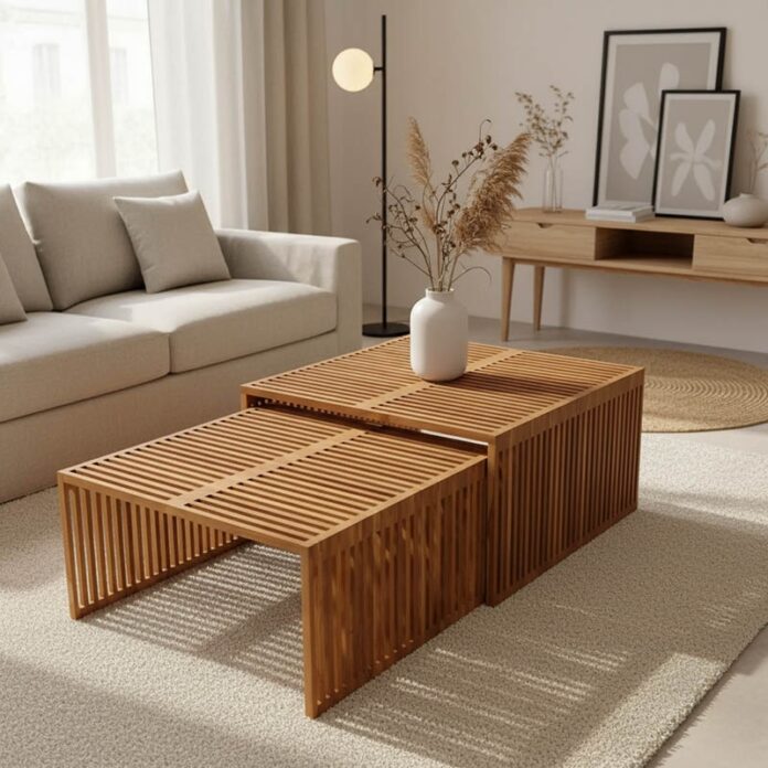 Set de 2 măsuțe laterale Tinnie I, natural, 86x80x46 cm Set de 2 măsuțe laterale Tinnie I, natural, 86x80x46 cm