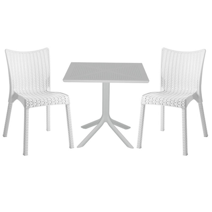 Set de gradina masa si scaune Groovy-Confident set 3 piese plastic alb 80x80x74.5cm Set de gradina masa si scaune Groovy-Confident set 3 piese plastic alb 80x80x74.5cm