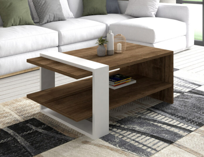 Set de mobilier pentru living Gaye, Nuc- Alb Set de mobilier pentru living Gaye, Nuc- Alb