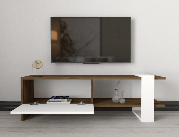 Set de mobilier pentru living Gaye, Nuc- Alb Set de mobilier pentru living Gaye, Nuc- Alb