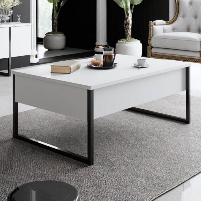 Set de mobilier pentru living Luxe, Alb Negru Set de mobilier pentru living Luxe, Alb Negru