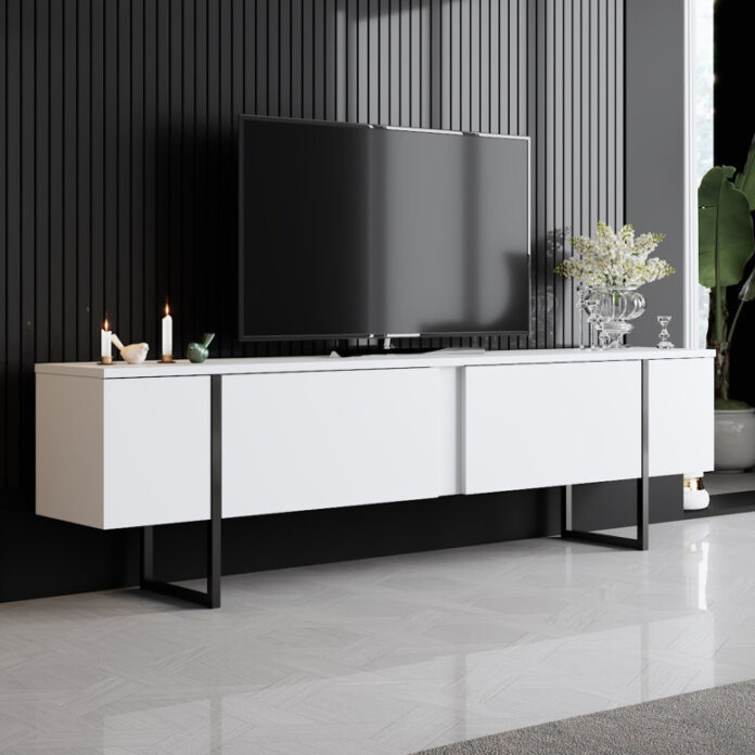 Set de mobilier pentru living Luxe, Alb Negru Set de mobilier pentru living Luxe, Alb Negru