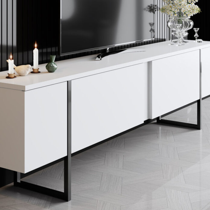 Set de mobilier pentru living Luxe, Alb Negru Set de mobilier pentru living Luxe, Alb Negru