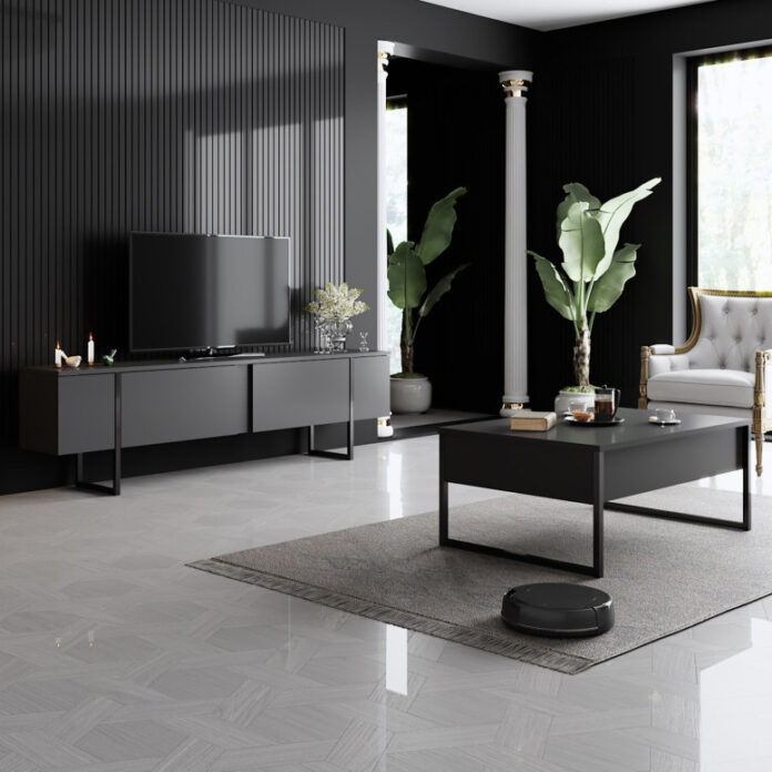 Set de mobilier pentru living Luxe, Antracit- Negru Set de mobilier pentru living Luxe, Antracit- Negru