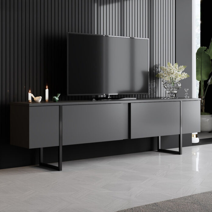 Set de mobilier pentru living Luxe, Antracit- Negru Set de mobilier pentru living Luxe, Antracit- Negru