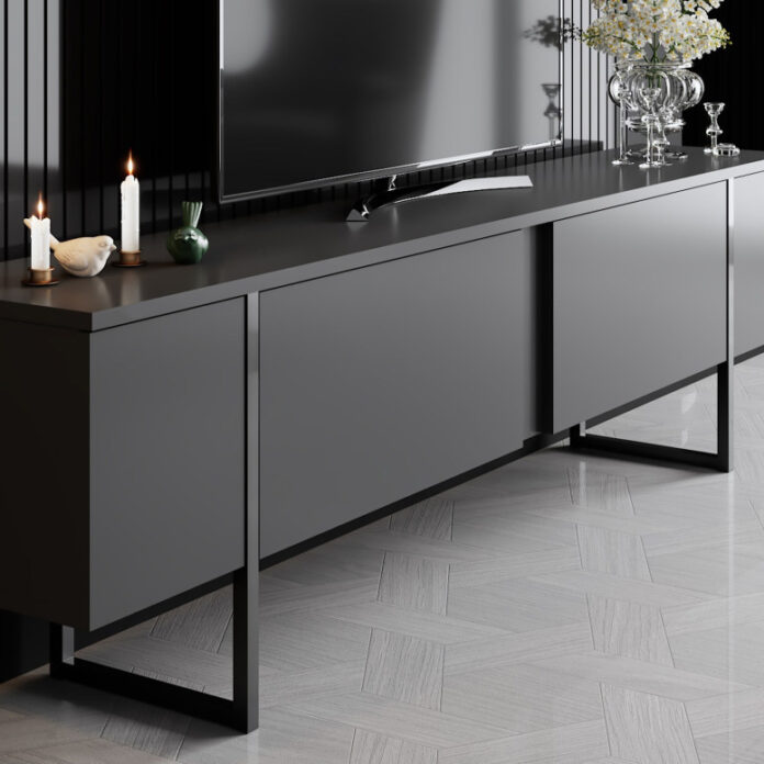 Set de mobilier pentru living Luxe, Antracit- Negru Set de mobilier pentru living Luxe, Antracit- Negru