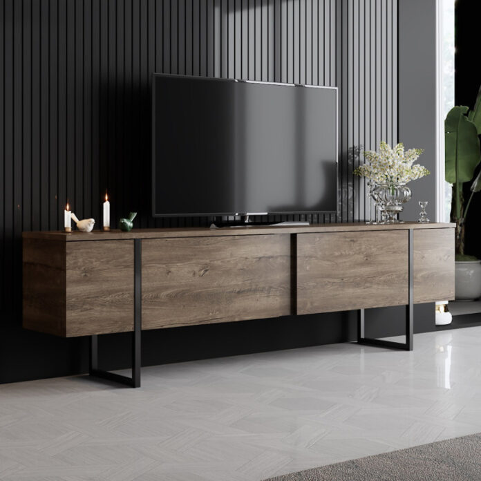 Set de mobilier pentru living Luxe, Nuc- Negru Set de mobilier pentru living Luxe, Nuc- Negru
